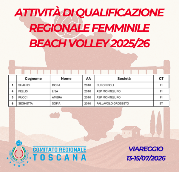 Attività di Qualificazione Regionale Beach Volley Femminile 2025/26